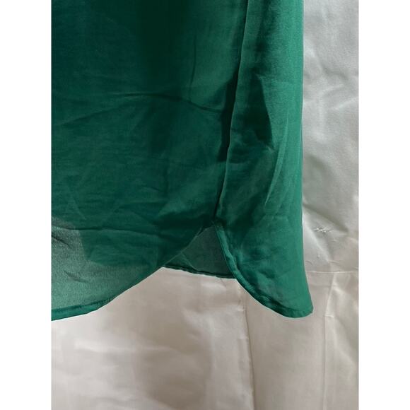 H&M Women's Forest Green V-Neck Semi-Sheer Round-Hem Mini Dress SZ 2 - Picture 8 of 11